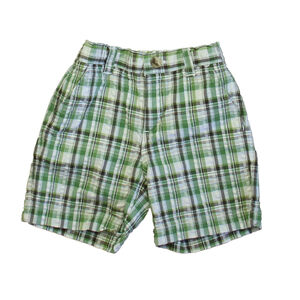 Janie and Jack Boys Green Plaid Shorts size: 12-18 Months